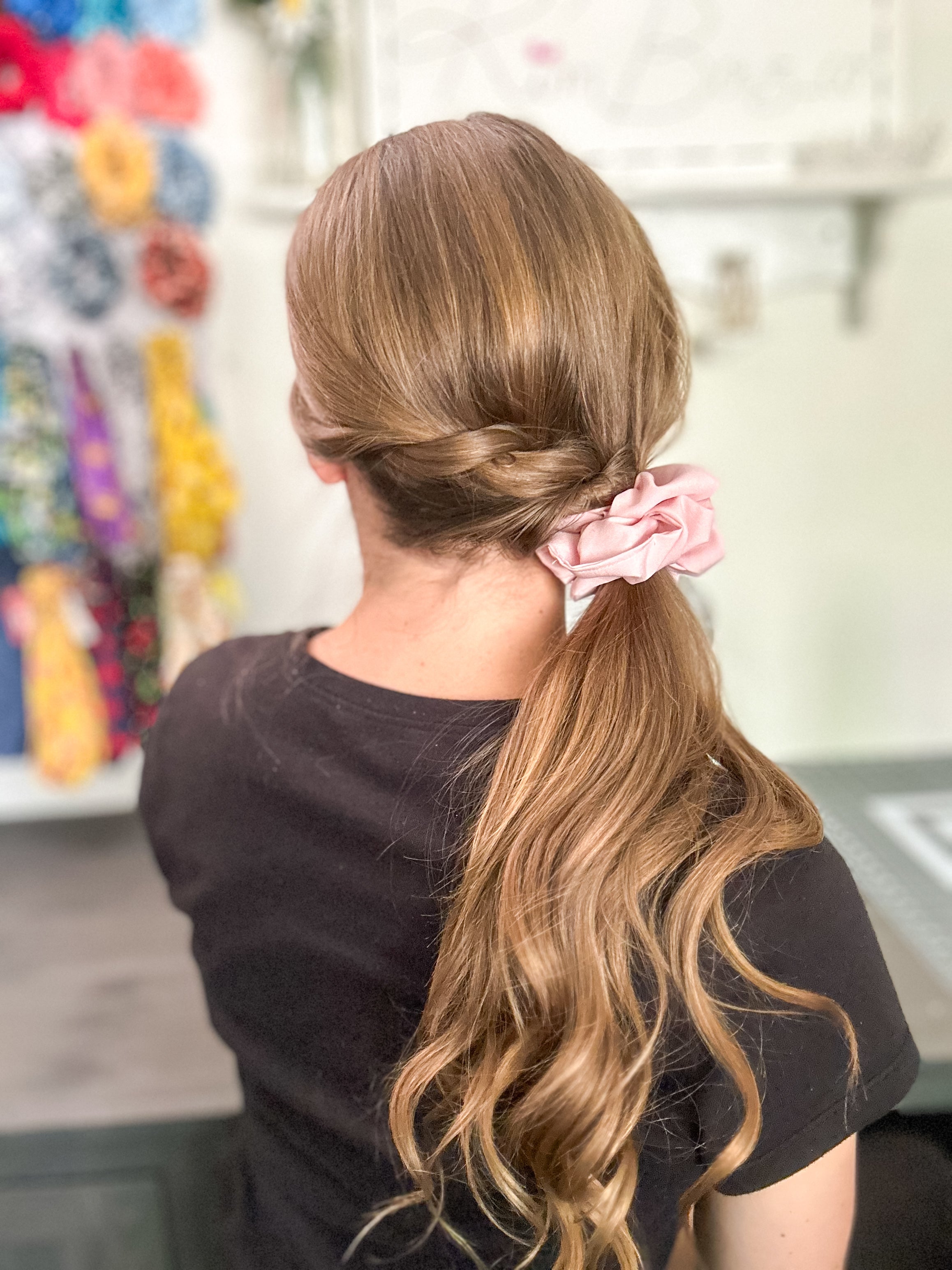Luxury Blush Pink Chiffon Scrunchie - Handmade Hair Accessory