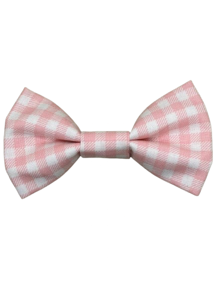 Pink Gingham Dog Bow Tie - Handmade Pet Accessory