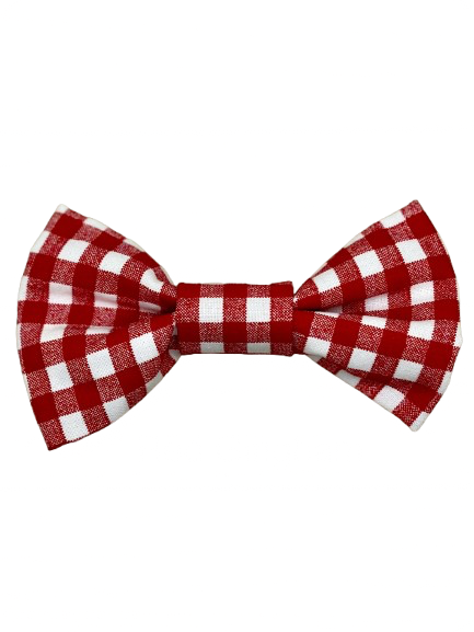 Red Gingham Dog Bow Tie - Handmade Pet Accessory