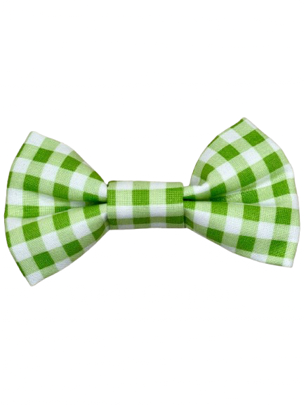 Green Gingham Dog Bow Tie - Handmade Pet Accessory