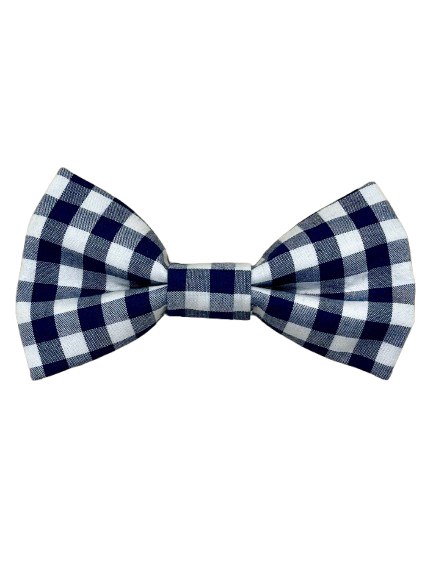 Navy Gingham Dog Bow Tie - Handmade Pet Accessory