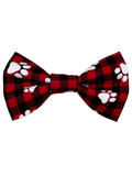 Buffalo Plaid with Paws Dog Bow Tie - Handmade Pet Accessory