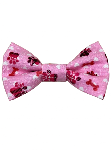 Pink Puppy Paws Dog Bow Tie - Handmade Pet Accessory
