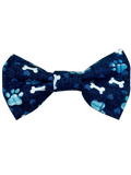 Blue Puppy Paws Dog Bow Tie - Handmade Pet Accessory