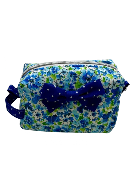 Blue Floral Mini Handmade Makeup Bag