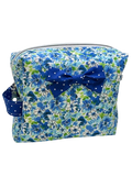 Blue Floral Handmade Makeup Bag