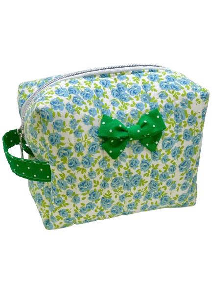 Green Floral Handmade Makeup Bag