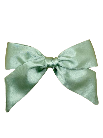 Sage Satin Hair Bow - Handmade Hair Accessory