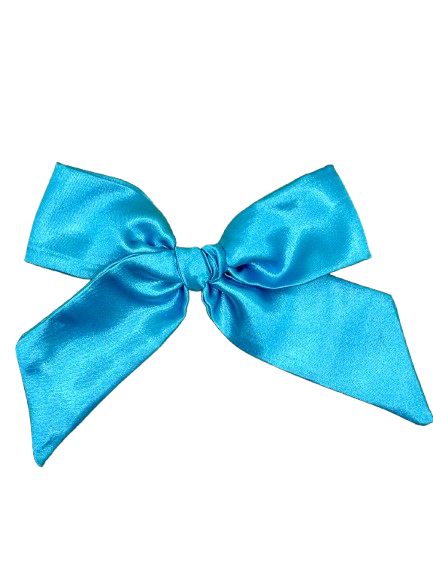 Turquoise Satin Hair Bow - Handmade Hair Accessory