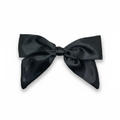Black Satin Hair Bow - White Background