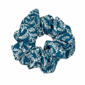 Blue Leaves Scrunchie - White Background