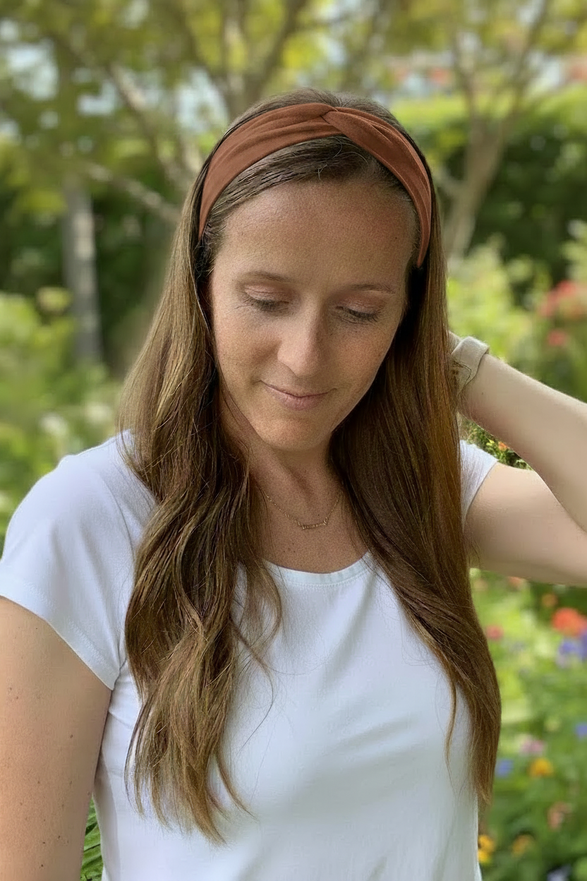 Brown Headband on Model