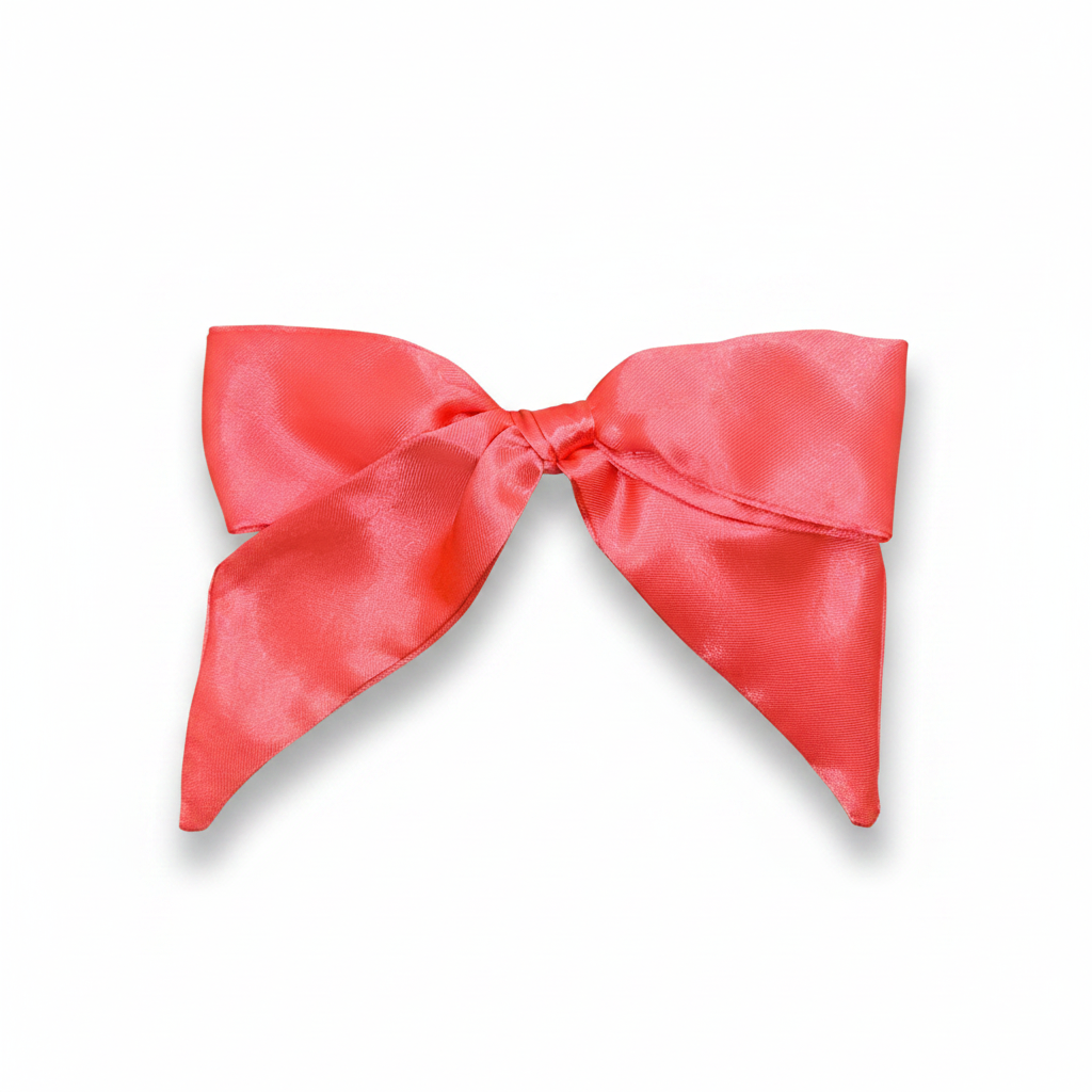Coral Satin Hair Bow - White Background