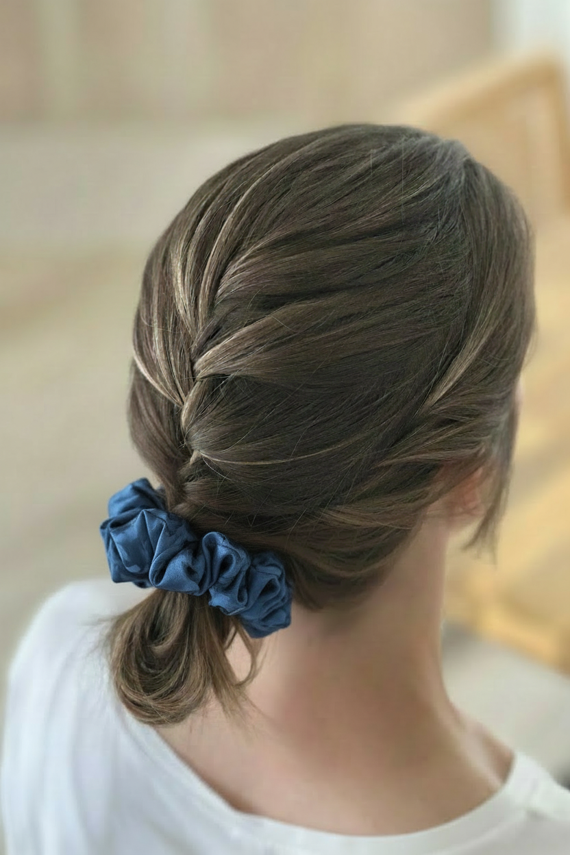 Denim Blue Scrunchie in Hair Updo