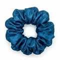 Denim Blue Silk Scrunchie - White Background