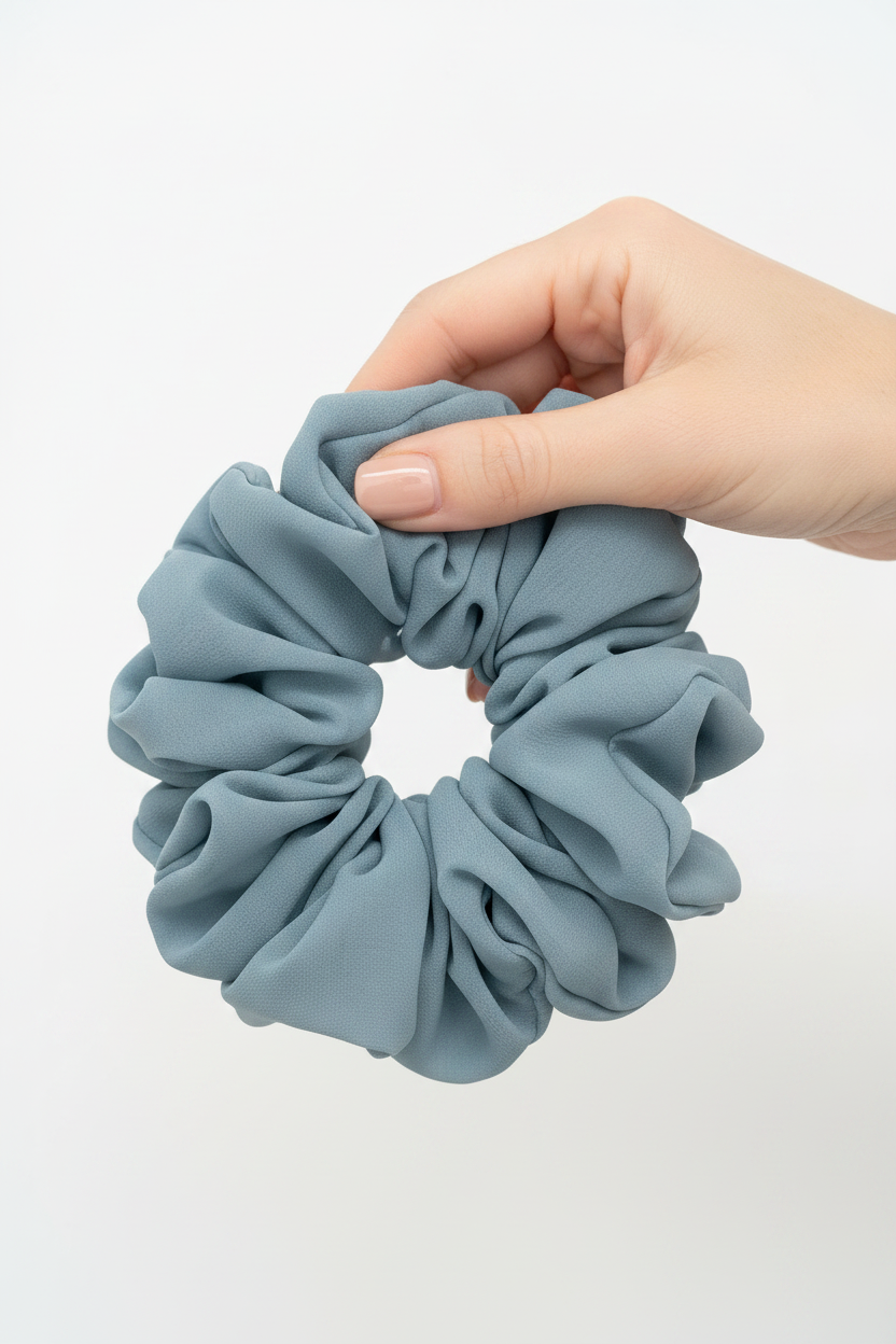 Dusty Blue Scrunchie In-Hand Lifestyle Shot