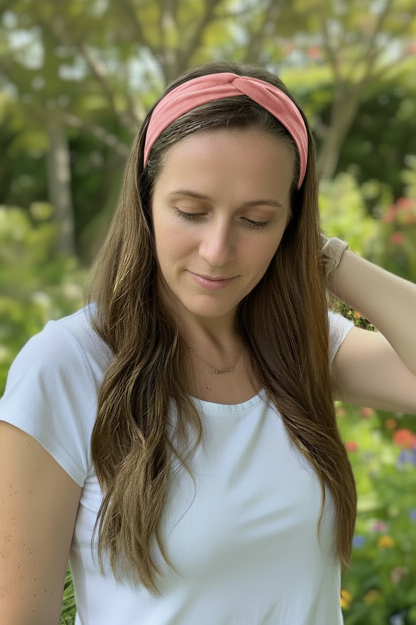 Dusty Pink Headband Model Matte Skin