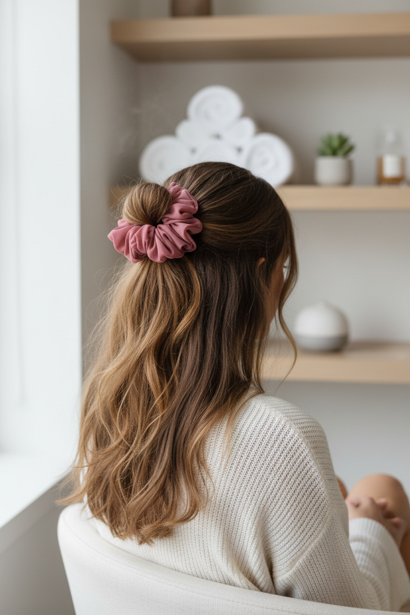 Dusty Rose Chiffon Scrunchie Lifestyle