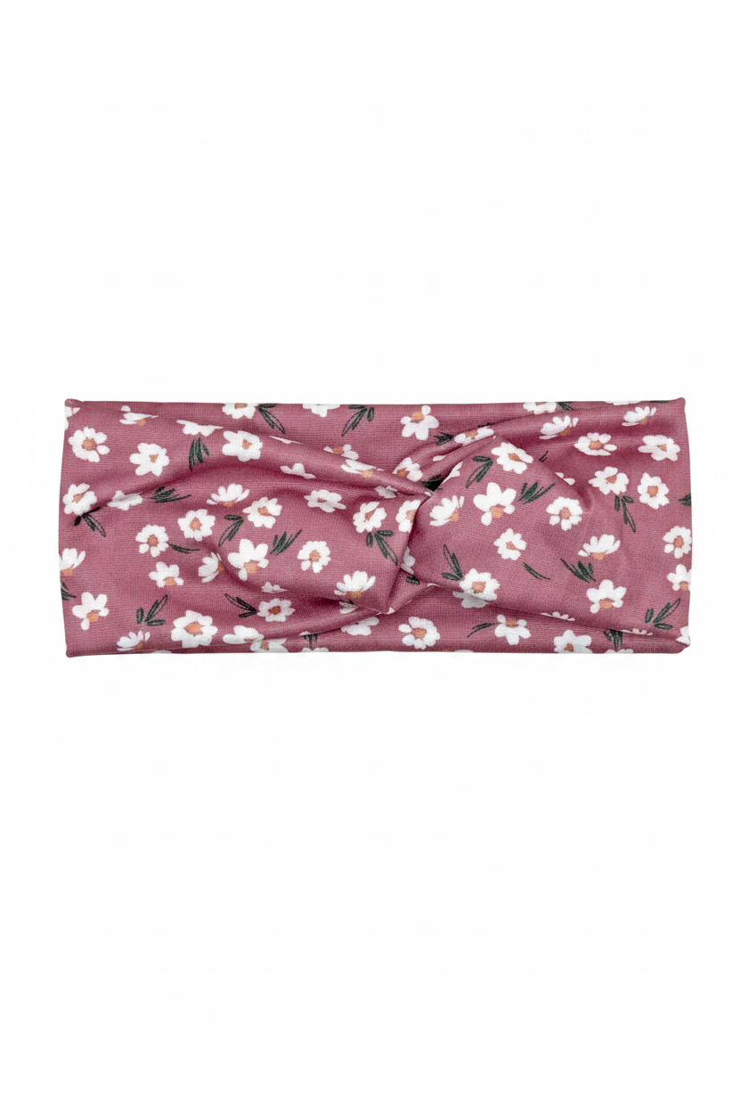 Fuchsia Flower Headband Clean White Background
