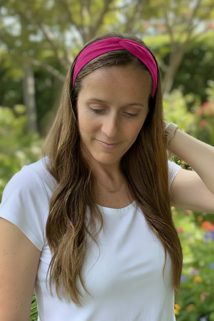 Fuchsia Headband on Model