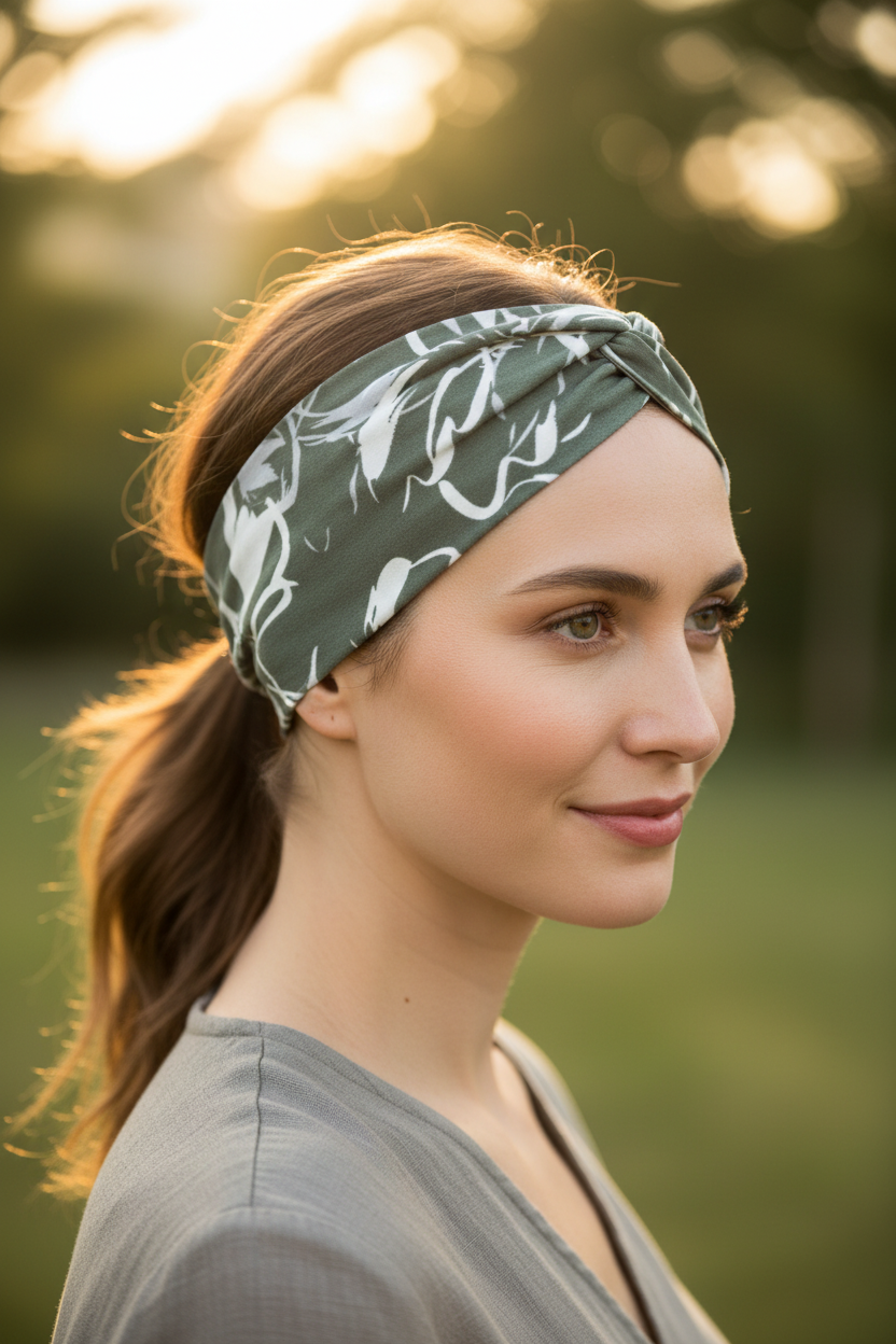 Green Floral - Ponytail Lifestyle Shot