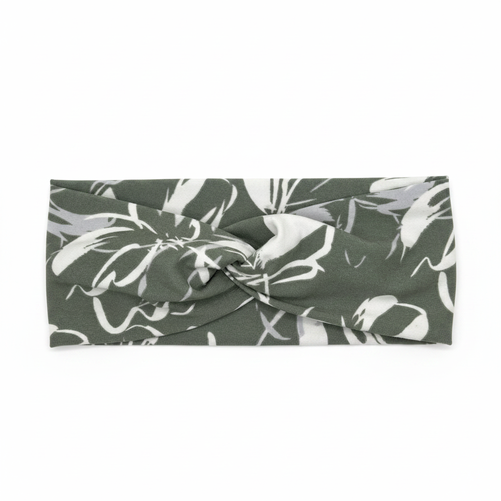 Green Floral - White Background
