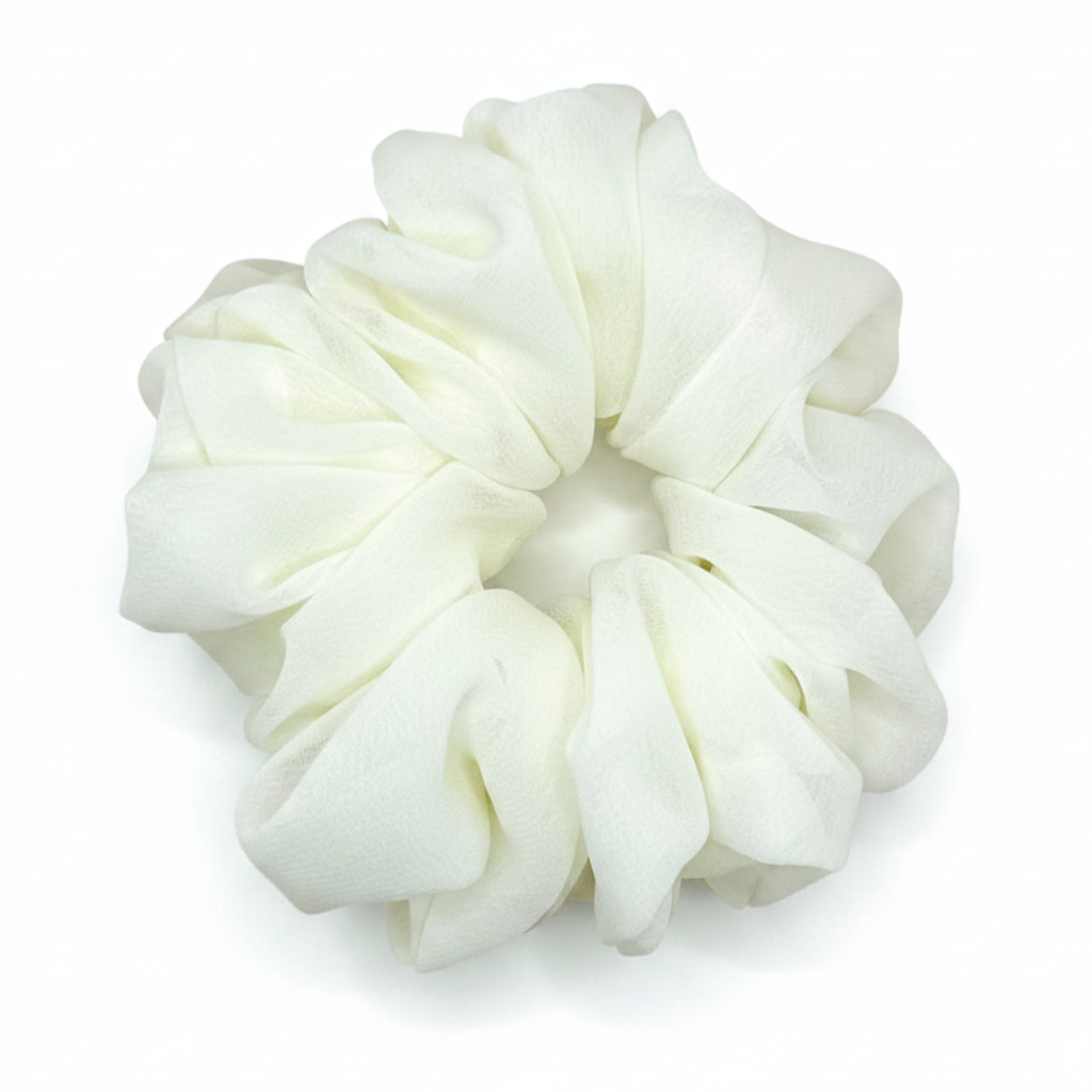 Ivory Scrunchie on White Background