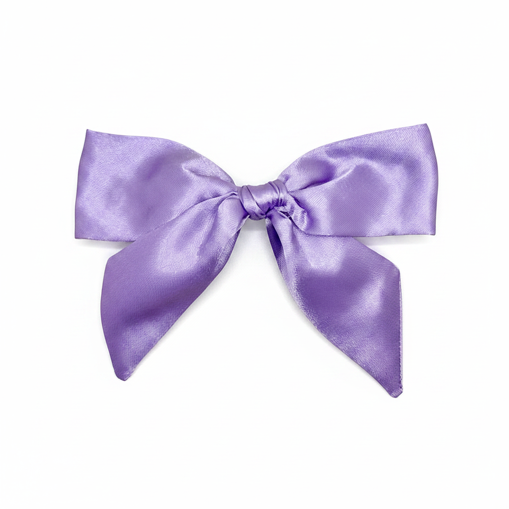 Lavender Satin Bow - White Background