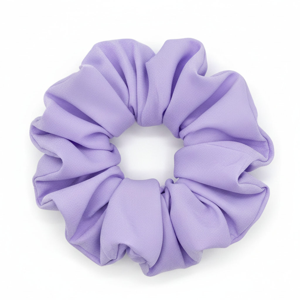 Lavender scrunchie on white background