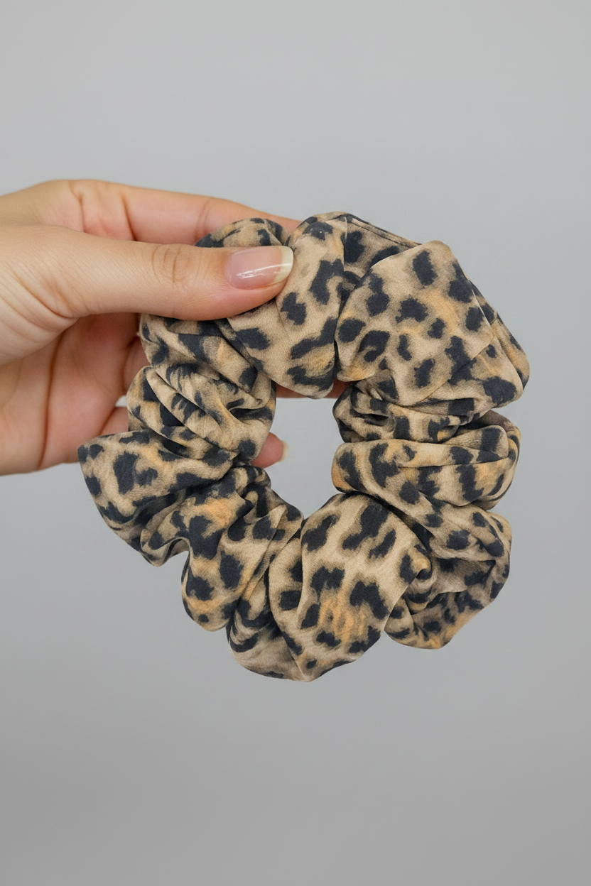 Leopard Scrunchie in Hand