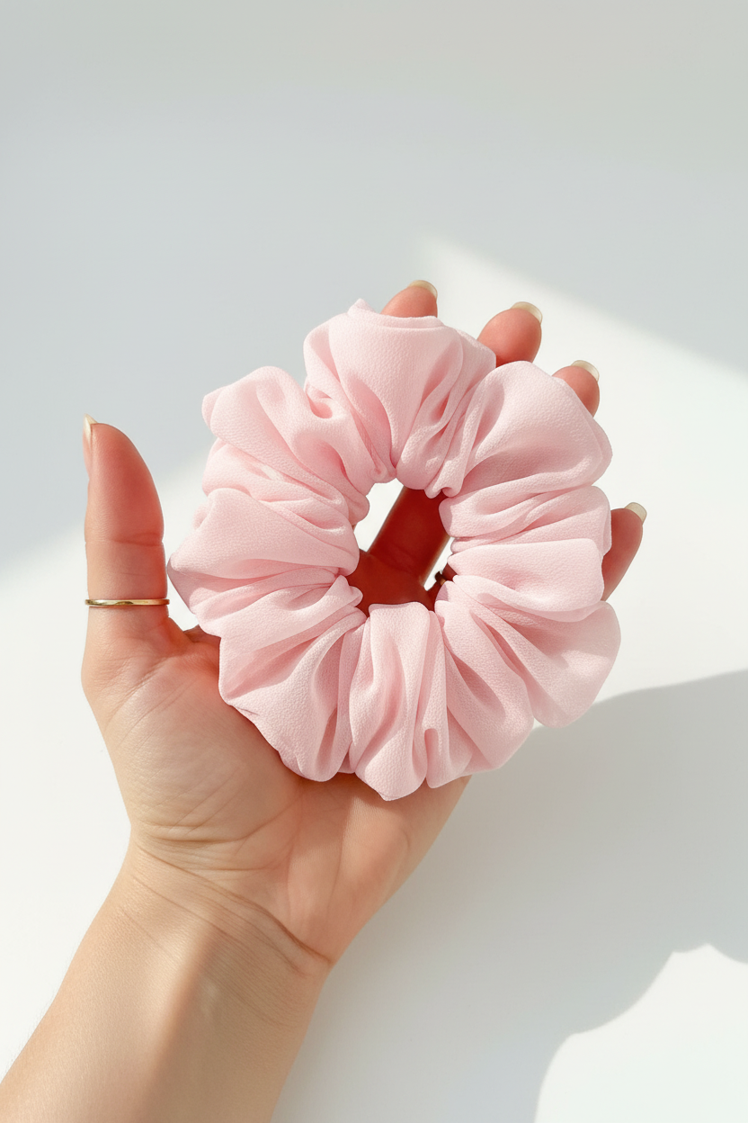 Light Pink Scrunchie In-Hand Lifestyle Shot