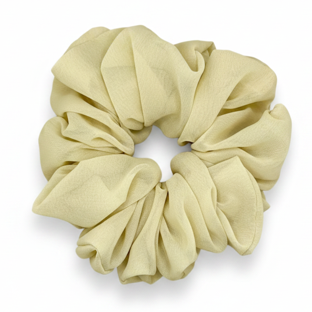 Light Yellow Scrunchie on White Background