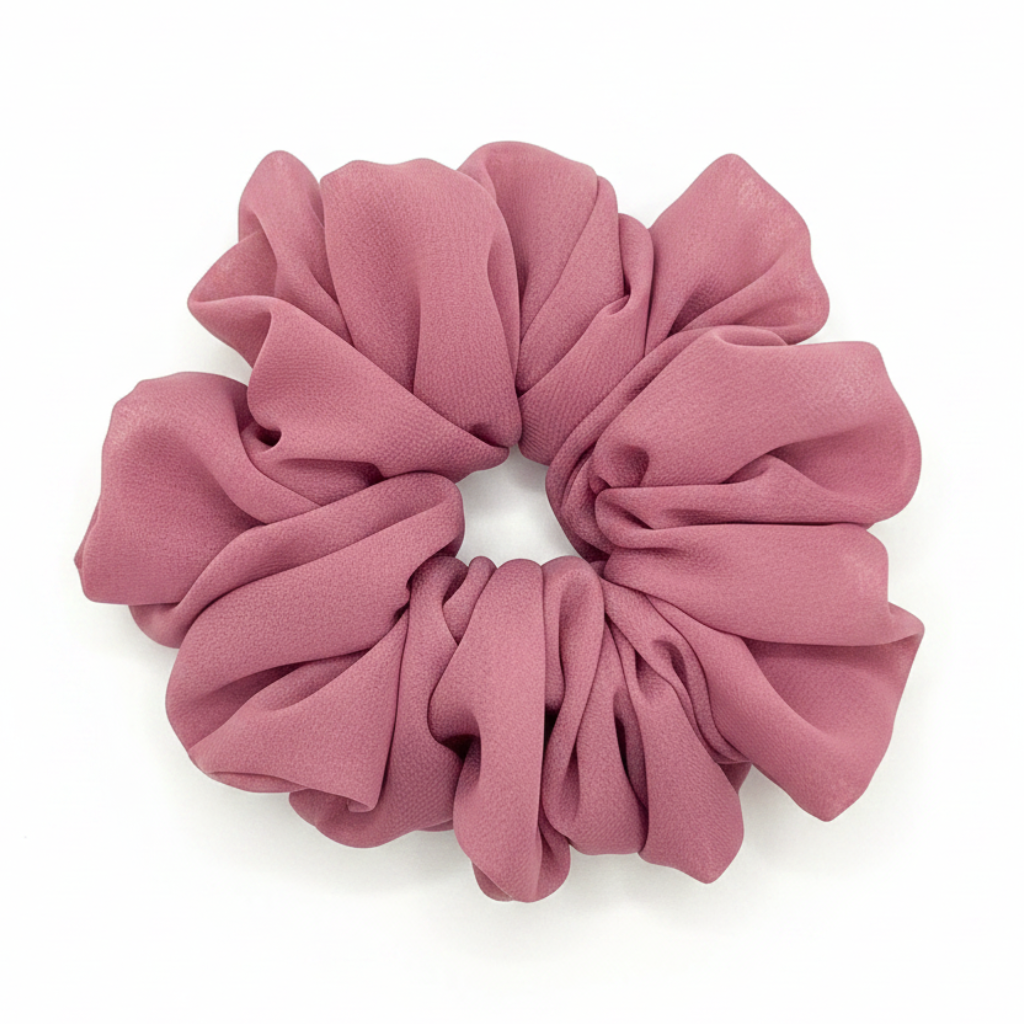 Mauve Pink Scrunchie on White Background