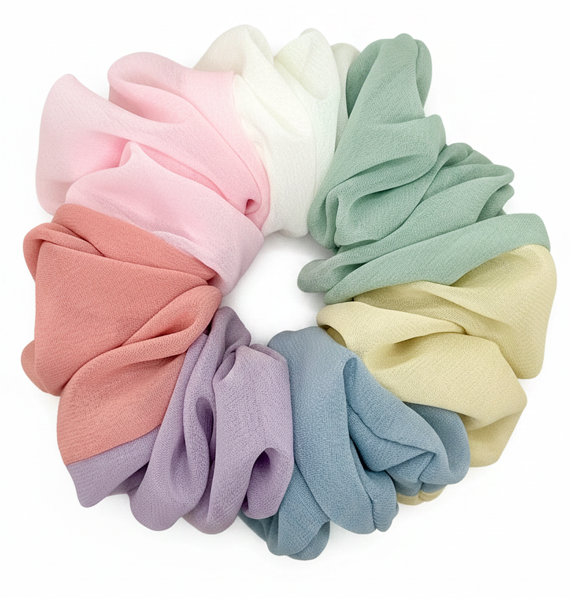 Pastel Scrunchies on White Background