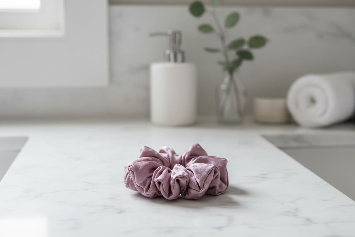Periwinkle Scrunchie Bathroom Lifestyle