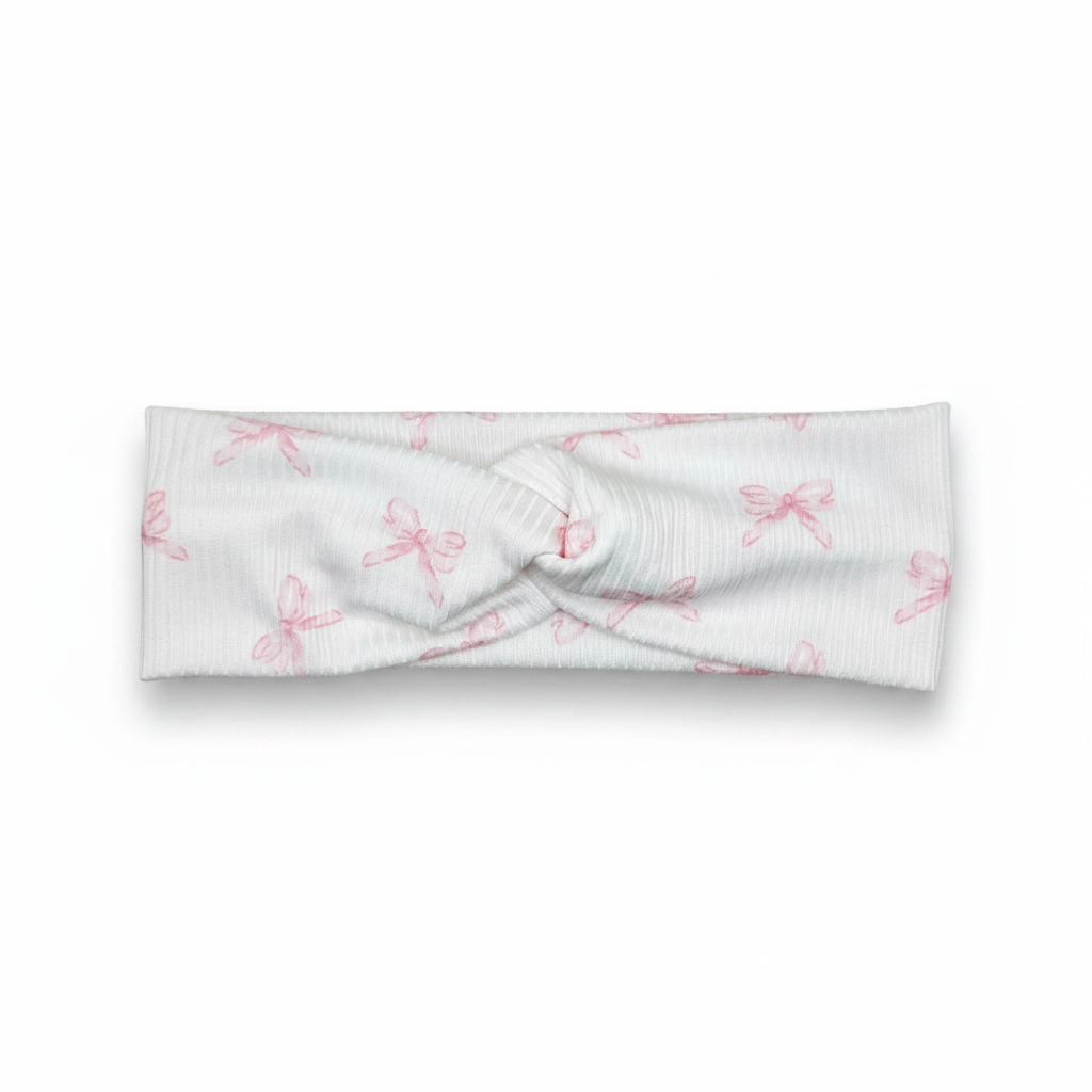 Pink Bow Headband Stark White Background