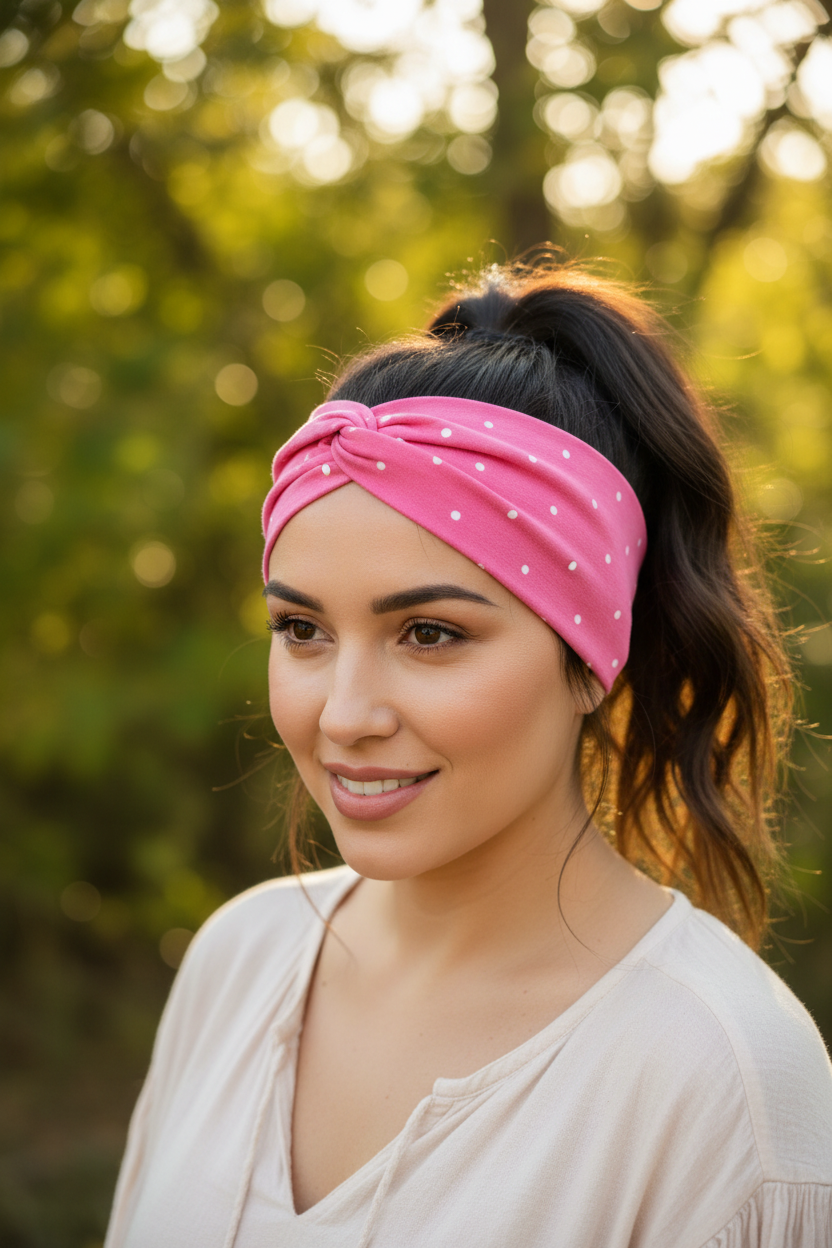 Pink Polka Dot - Ponytail Lifestyle Shot