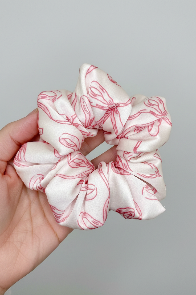 Pink Tulip Scrunchie in Hand