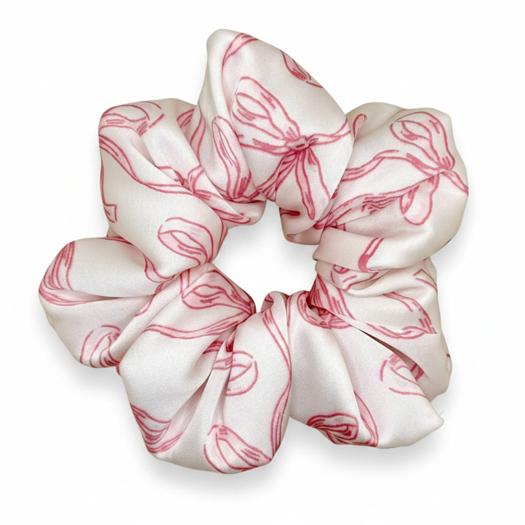 Pink Tulip Scrunchie White Background