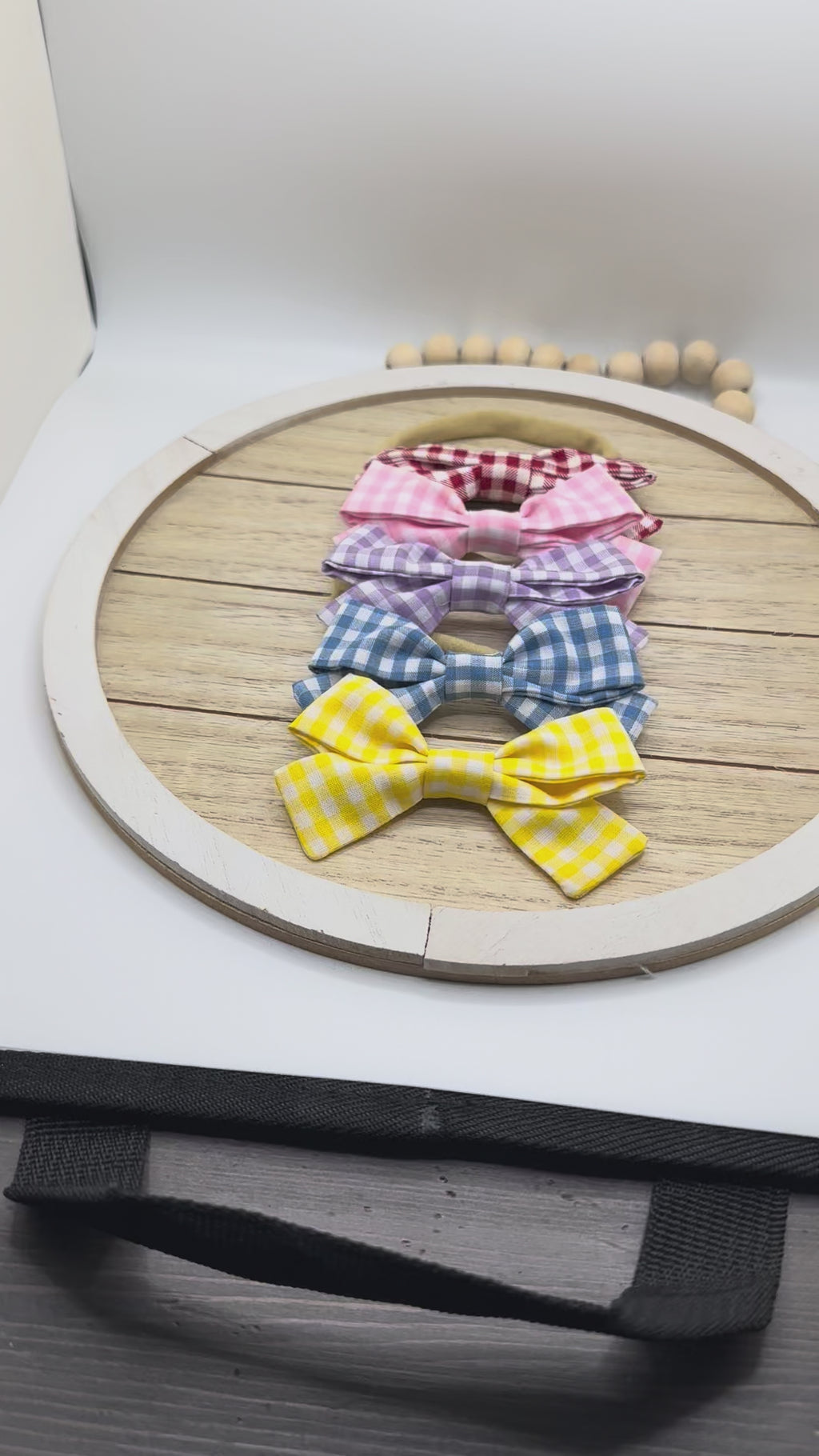 Gingham Bow Collection – Set of 5, Handmade Hair Accessories