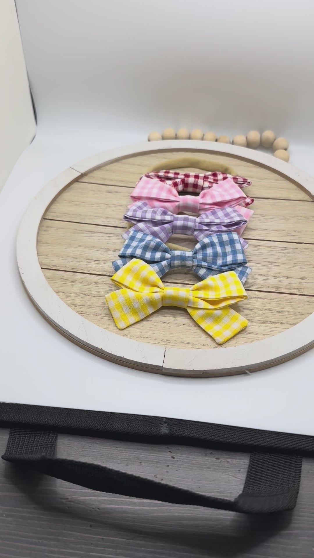 Gingham Bow Collection – Set of 5, Handmade Hair Accessories
