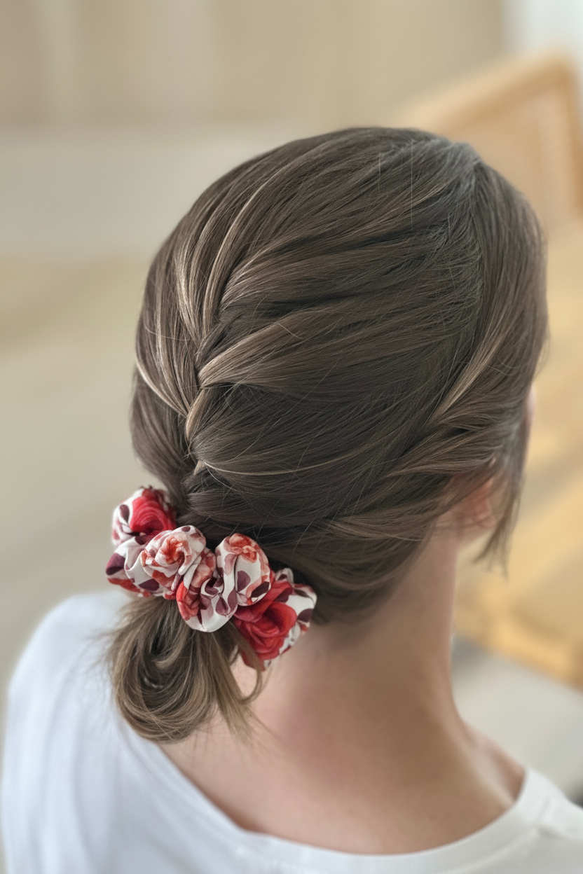 Rose Floral Scrunchie Hairstyle