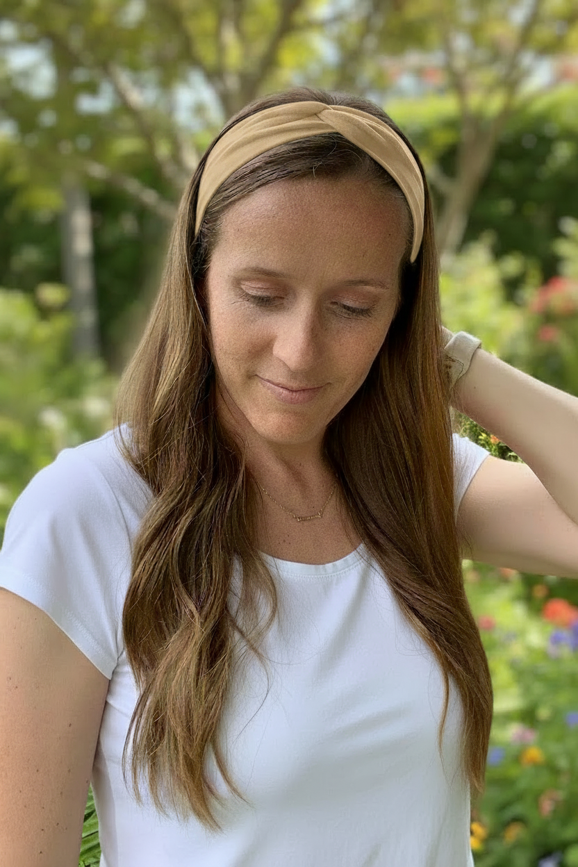 Tan Headband on Model