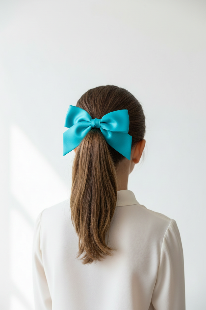 Turquoise Bow in Hair