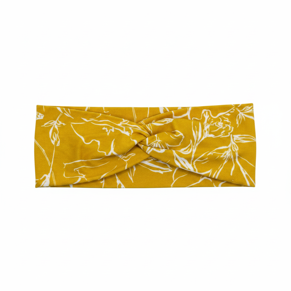 Yellow Floral Headband - White Background